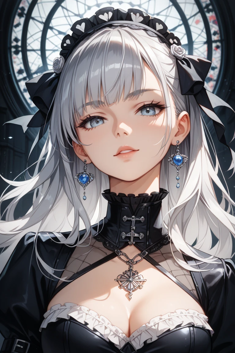 young,White Rose,Blood,Low screen contrast,high brightness,White hair,Soft Light,Soft Focus,romanticism, anime big breasts, Impressionism, Movie Lighting, close up, Ultra HD, masterpiece, High Detail