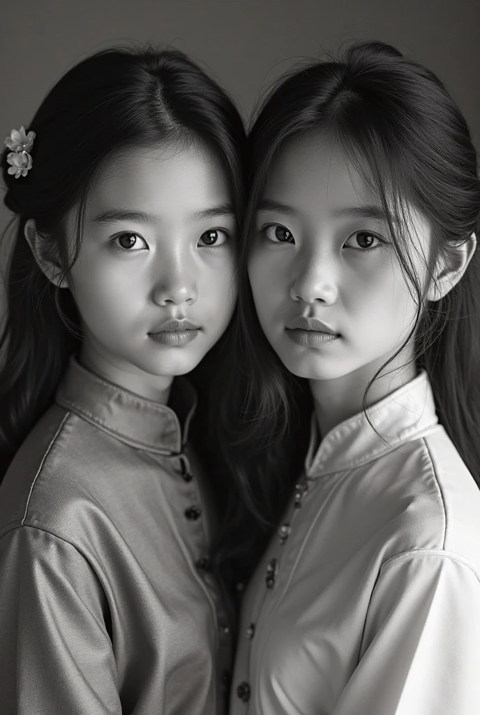 black and white photo of a girl kids blonde hair bun with a sweater on and glass, portrait black and white, close up portrait photo, black and white portrait, 1 3 5 mm nikon portrait, beautiful portrait photo, studio potrait, taejune kim, seseon yoon, jaeyeon nam, kids model, editorial KIDS portrait, high detail portrait photo,
