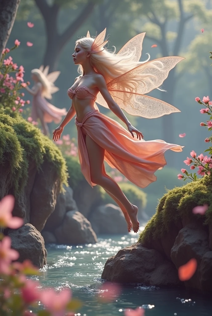 Magical tights flying through a unicorn paradise