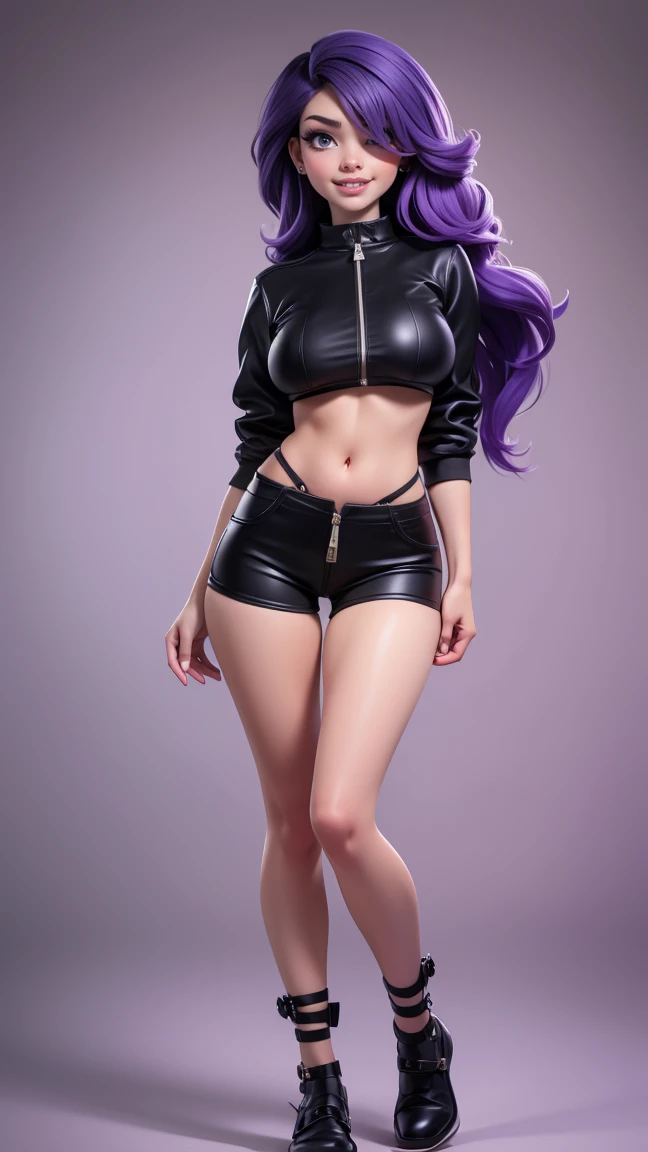 Cartoon character of a woman with lilac glasses and a black shirt, All Star Sweatpants & Sneakers, cabelo curto cacheado e grisalho,fofinha,boca carnuda,olhos mel,animation character, Caractere estilizado, animation style rendering, 3D estilizado, Arnold Maya render, 3 d render stylized, toon render keyshot, Personagem 3D, Personagem 3D, 3d rendering stylized, 3 d character render, personagem de desenho animado, Personagem de close up, Pose de personagem, (Estilo Pixar) (master part:1.2) (Bokeh) (best quality) (pele detalhada) (textura detalhada) (8k) (argila) (Cinematic lighting) (foco nítido