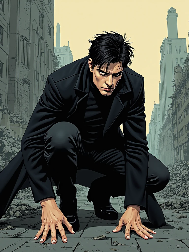 Mature man, best quality, japanese office worker, black coat, black pants, white shirt, red tie, tired, white socks, bad, masterpiece, super high resolution, detailed background, reality, illustration, single, 1 boy, muscle man, beard, street at night, muscle, facial hair, volume lighting, depth of field, wheezing, raised crotch, handsome action, big dynamic, fotografia de Corpo completo imagem de corpo inteiro, low side angles. Detailed image dynamic image. He doesn&#39;t wear clothes.