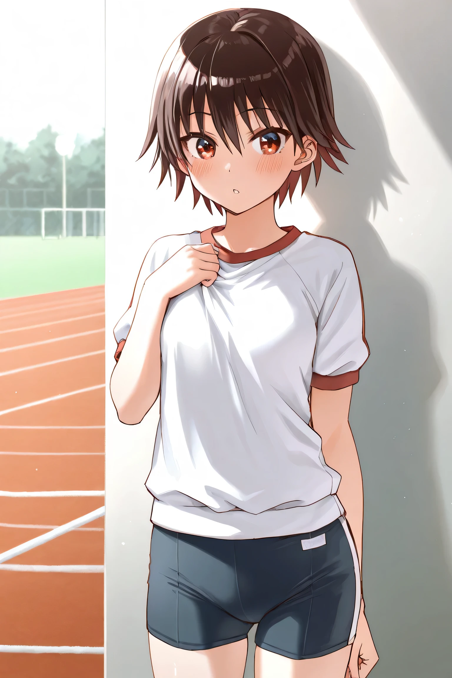 isobe noriko,gym uniform,compression shorts,1girl,solo,
