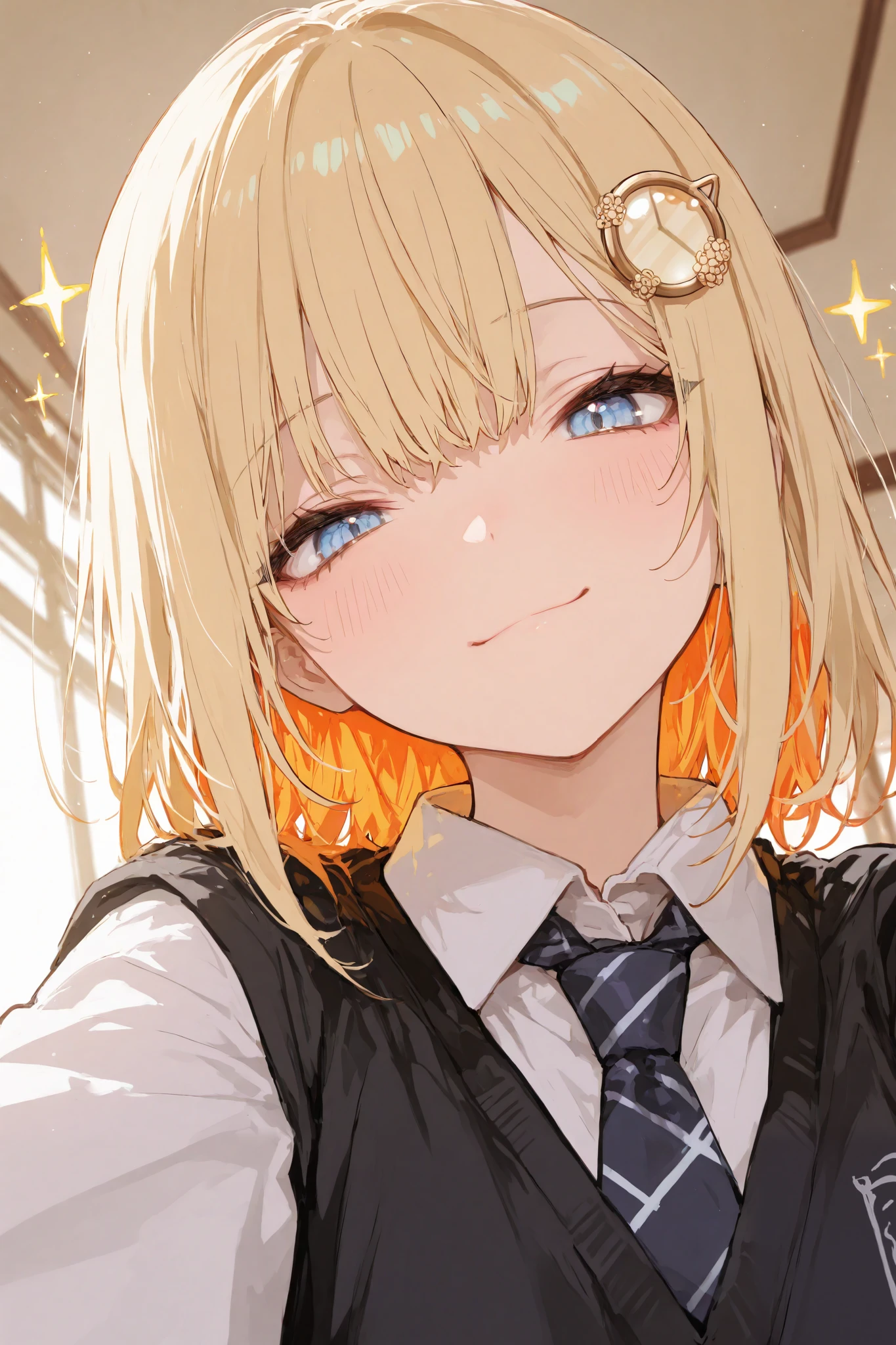 masterpiece, best quality, ultra-detailed,r17329_illu,usnr,luisap, General,xxx667_illu,1girl\(watson amelia\), close-up shot, dynamic pose, slightly low angle, winking with a cheerful smile, Kawaii style, Cel Shading, Bloom Effect, Starburst Effects, ultra-detailed, high resolution, vivid colors, cinematic lighting