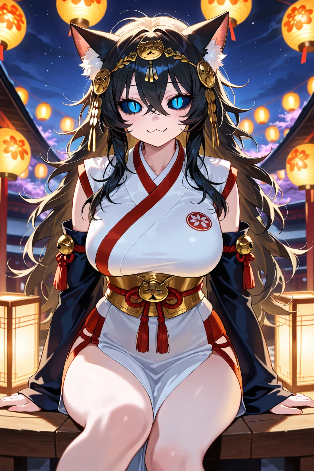 Azur Lane、((Amagnagi))、Brown long hair、Sodium Bicarbonate Ship、Big Breasts、(Fox ears)、(Red and black kimono)