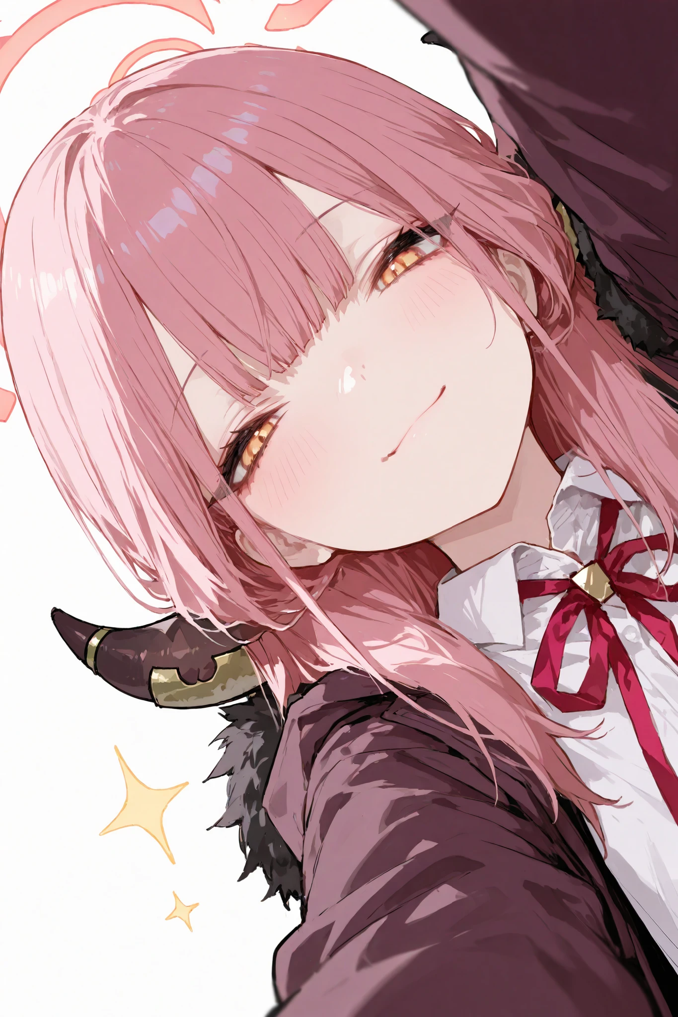 masterpiece, best quality, ultra-detailed,r17329_illu,usnr,luisap, General,xxx667_illu,1girl\(aru \(blue archive\)\), close-up shot, dynamic pose, slightly low angle, winking with a cheerful smile, Kawaii style, Cel Shading, Bloom Effect, Starburst Effects, ultra-detailed, high resolution, vivid colors, cinematic lighting