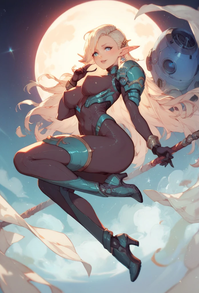 highly detailed,best quality,photography,Poppy from LoL,absurdres, beautiful face,(detailed eyes,deep eyes),1woman,blonde hair,twintails,magenta eyes,short,wide hips,curvy,toned muscles,(spacesuit),(astronaut helmet with visor), on the moon surface