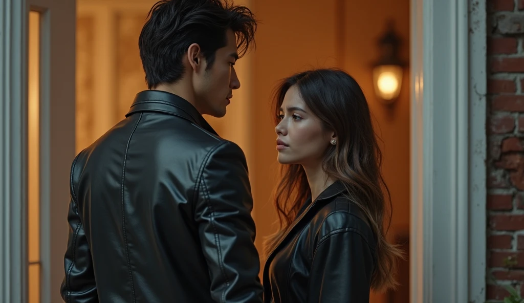 Two people in rain in love but angry at each other 