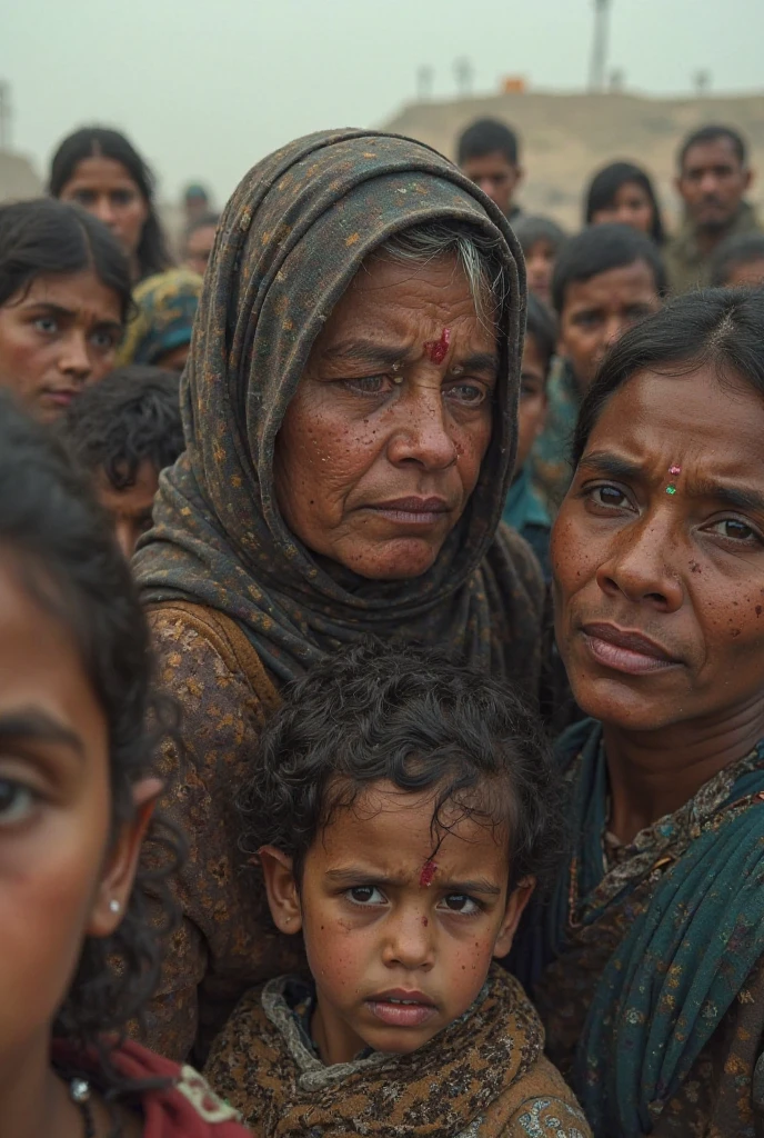 Creating poor women and children crying