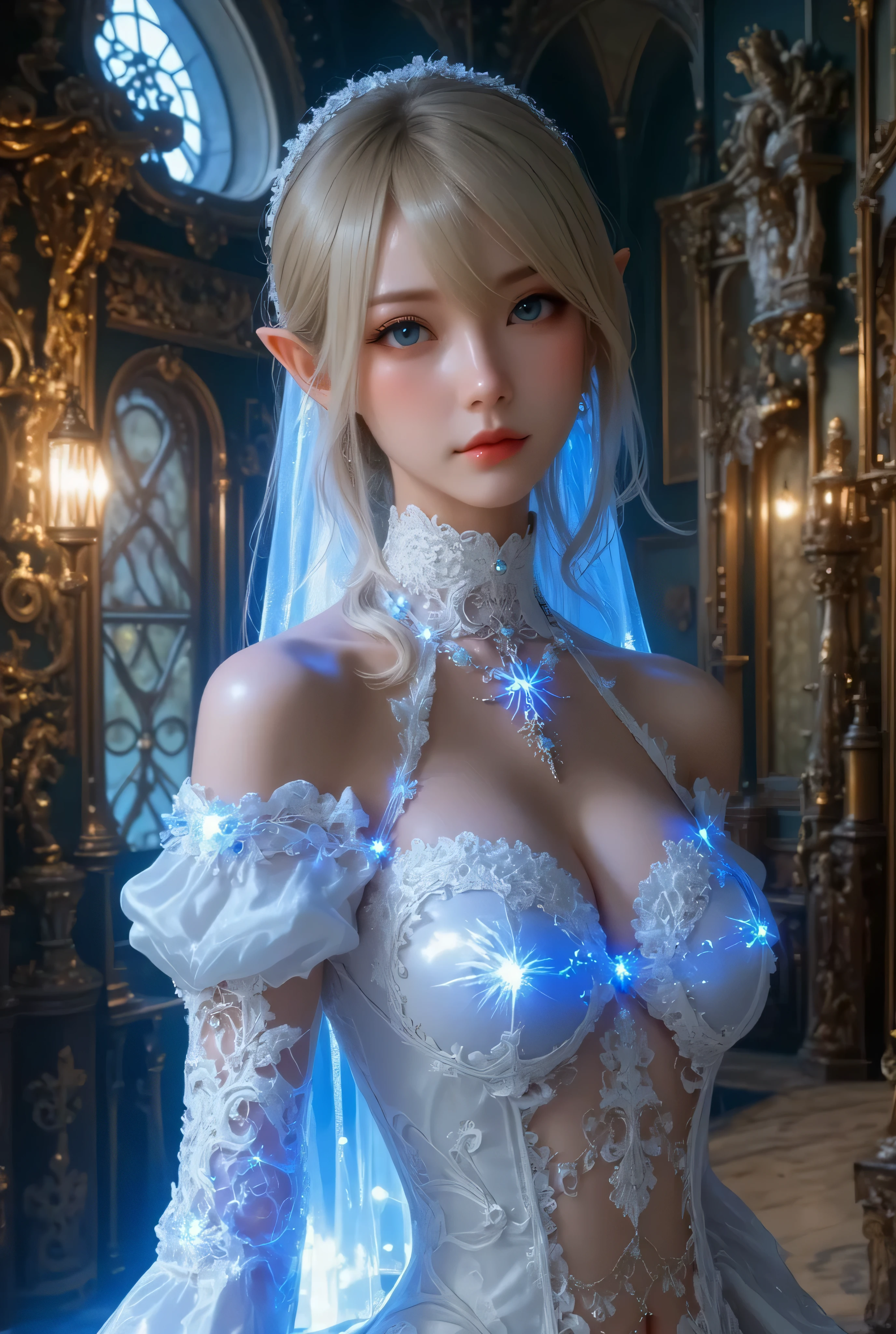 I want to be a powerful figure behind the scenes！,beta,Beautiful white silver hair,Medium Short Hair,Braids on the front only,Aligned bangs,Black-rimmed glasses,,Beautiful Blue Eyes,Elf Ears,Beautiful white skin,Photorealistic,Ultra HD,high quality,masterpiece,Digital SLR,Detailed details,Intricate details,Anatomical basis,Depicted in detail,A detailed face,Realistic skin texture,Vivid details,Perfect Anatomy,Perfect Anatomy,Anatomically correct hand,Anatomically correct fingers,Super Detail,Complex 3D rendering,Sexy pose,White see-through dress,Wet,Beautiful night sky,A beach with a beautiful starry sky,Fantasy worldview,Picturesque,Pink Lips,smile,