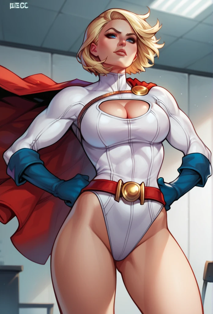 a close up of a woman in a superhero costume with a cape, power girl, invisible woman, chris moore. artgerm, j. scott campbell, zenescope, as a retro futuristic heroine, emma frost, jean-sebastien rossbach, as a retrofuturistic heroine, comic book character, artgerm comic, j scott campbell, 8k