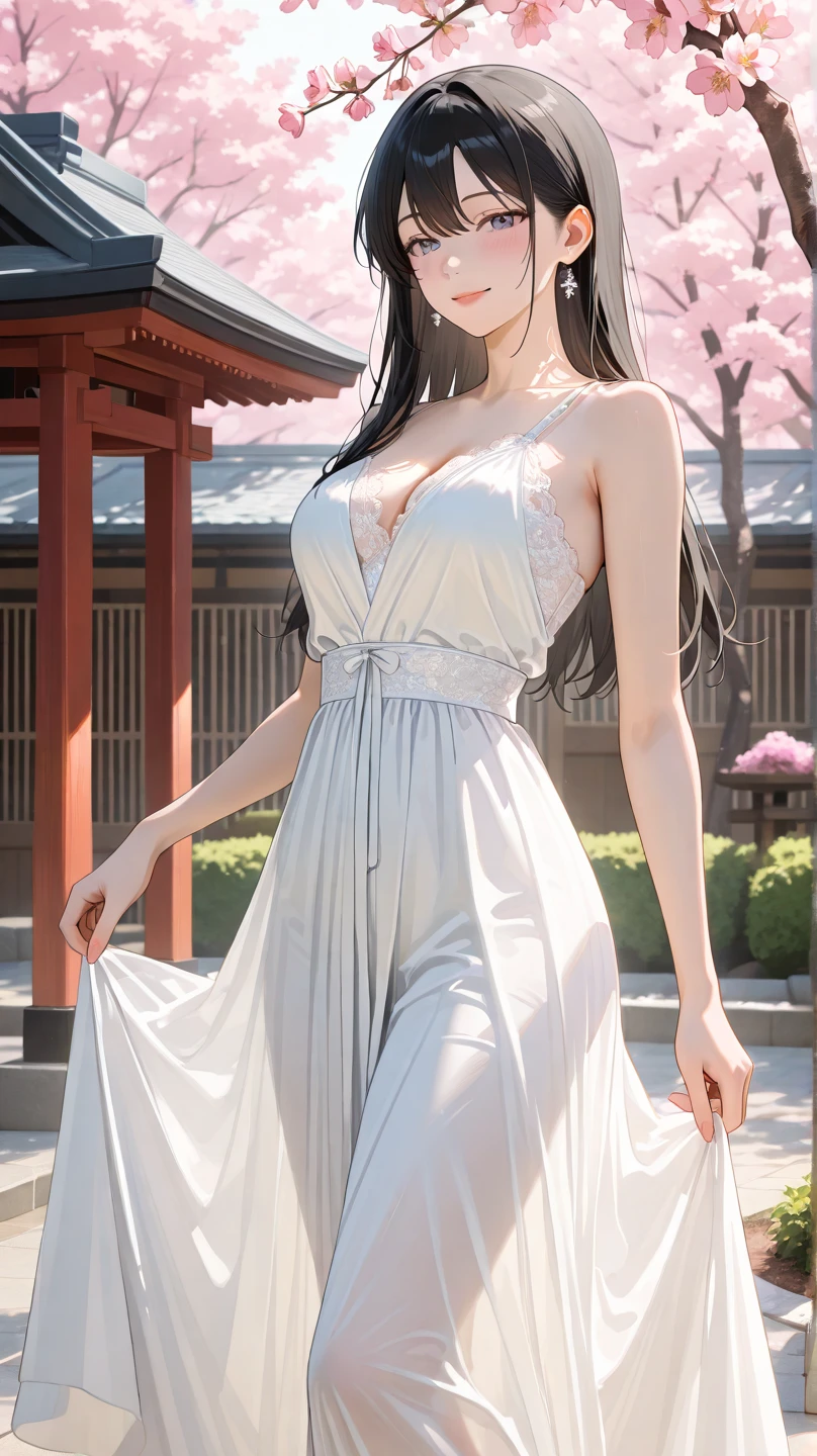 (Top quality, masterpiece: 1.1), (Practical: 1.3), rest (((Final Fantasy 7,Tifa_Lockhart))),Ultra-fine face, Detailed red eye,(Dark brown hair, Large Breasts: 1.2), About 18 years old, (White Japanese clothing, kimono , Japanese clothes, White cherry blossom pattern, White cherry blossom embroidery pattern), Hair flutters in wind, Hair jumping, Pink cherry blossom tree, Flower petals flutter, Cherry Blossom Snow, Excellent view, morning glow, The sun in the background, wind, deity, ivory, myth, Vast land, Kawaii,(Carving installation:1.2),wallpaper, Ultra-high resolution, super high quality,