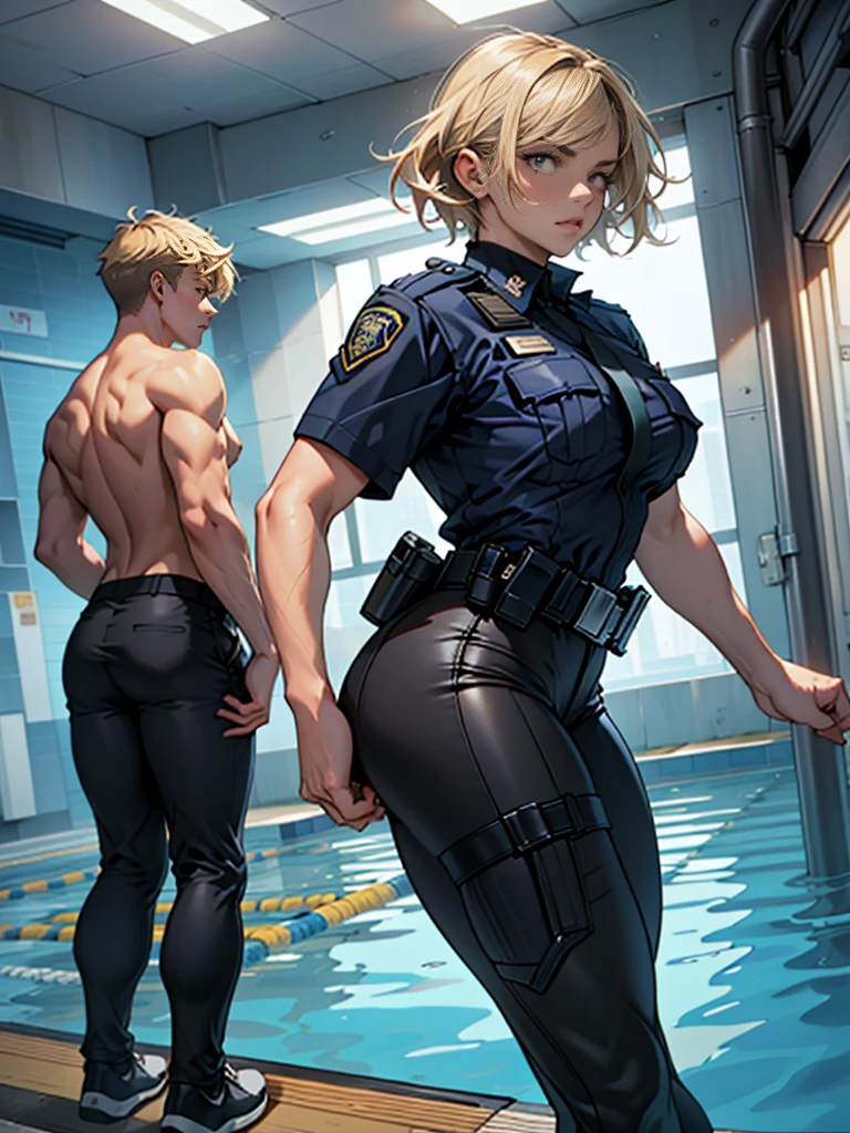 llustration in Leyendecker style ; without a weapon , a navy seal , blonde , 27 years old, , stands on both knees , a frightened look . there are drops of blood on his face . His face , lips , hair and body armor are thickly splattered with white viscous sperm . Cum trickles out of his mouth in a thin stream