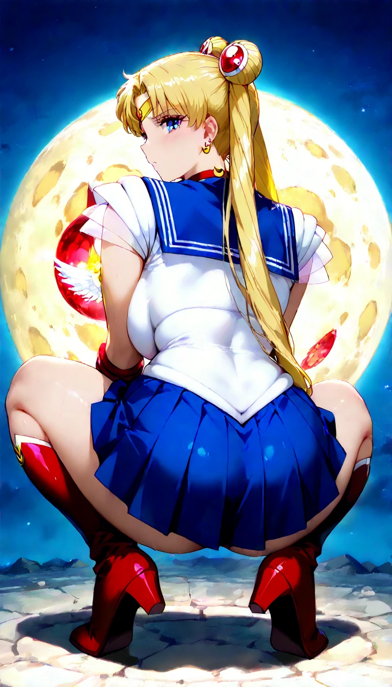 (A hyper realistic Sailor Moon (portrayed by cate Blanchett, age 25, golden hair let down waist length, torn clothing) is on a moonlit beach, struggling, tentacle sex, anal sex, tentacles restrain her arms and legs, tentacles tear at her clothes (demonic tentacle beasts erupt from the sand and sea near her, huge tentacles, slimy tentacles, fluorescent glow) (show her entire body, show all of her)
