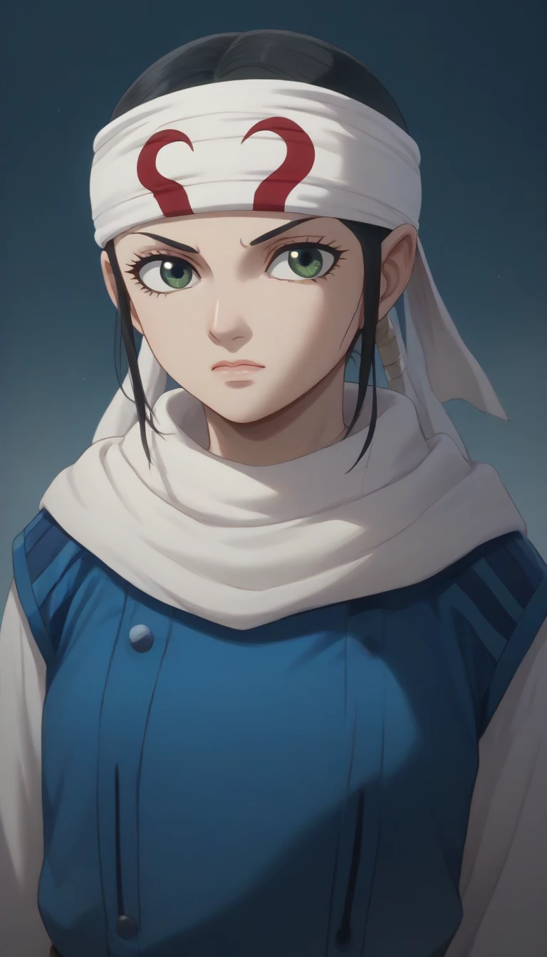score_9, score_8_up, score_7_up, 1girl, kyoukai cowl (((headband))) ((((body guard))))