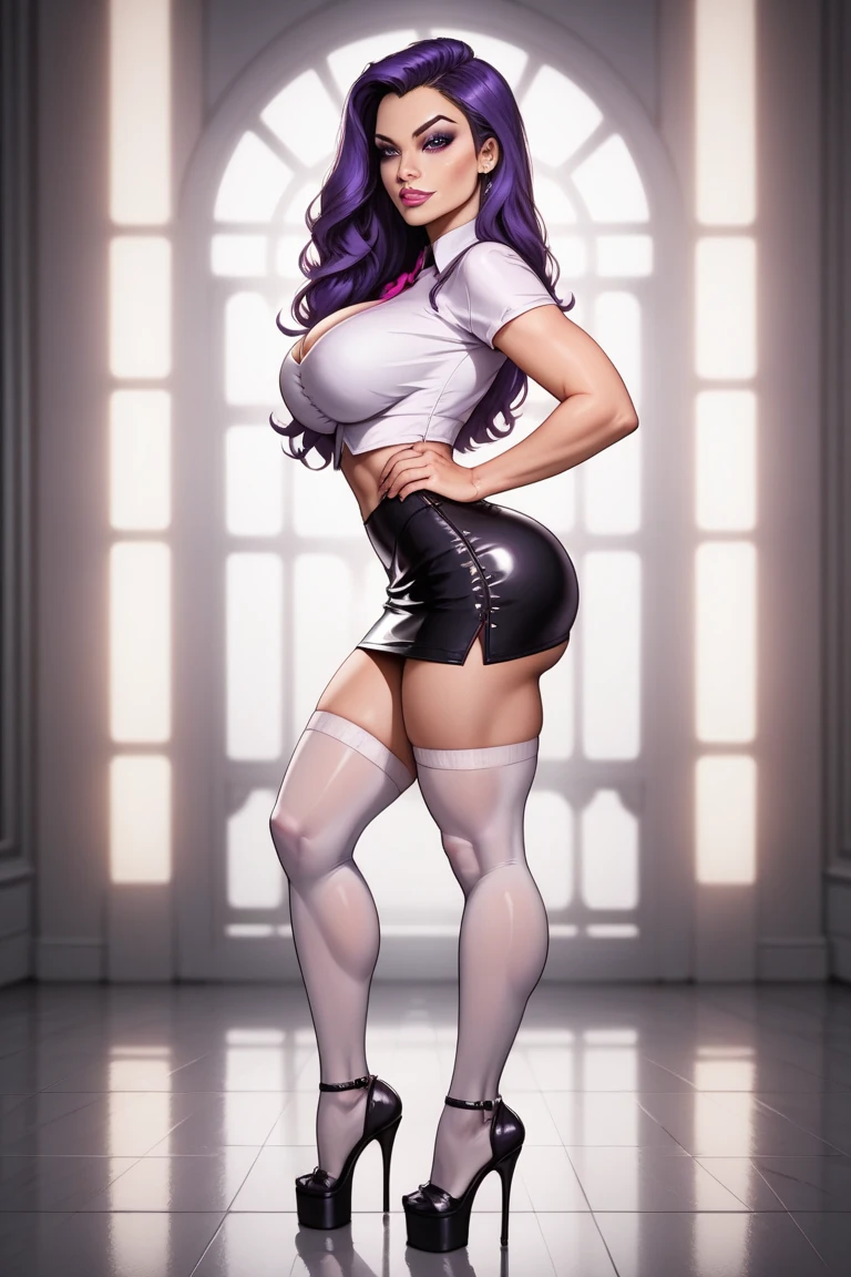 ((Alta qualidade, anatomicamente correto), luzes detalhadas, sombras detalhadas), 1 garota, pele parda, cabelo roxo, seios grandes, erect and visible nipples, (sentando em um dildo), Simple scenario