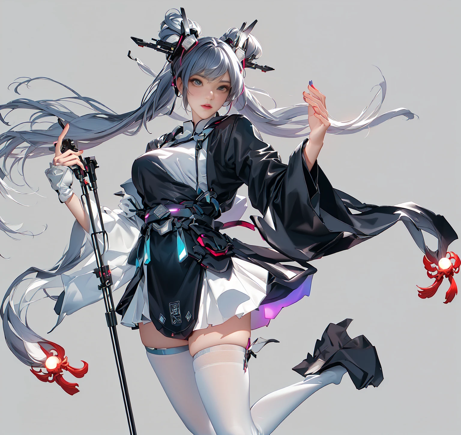 design de anime garota, garota de roupas coplexas, design de roupas inspiradas em samurai, garota full body, design de personagem, fundo branco, samurai garota, samurai tradicional.