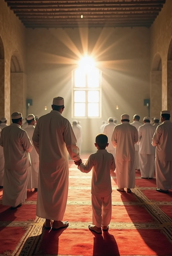 Muslim boys make supplication before enter the bathroom