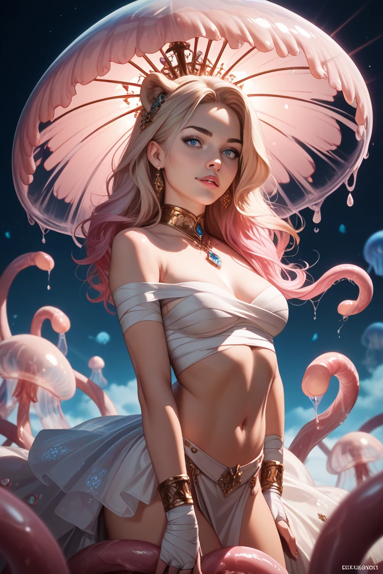 ((masterpiece:1.5)). This work of art is sweet, dreamy, idyllic and ethereal, with soft violet watercolor tones and many ornate bubble accents with iridescent colors. underwear, Generate a delicate and demure fae exploring a (Bubblegum World with a wide variety of pastel shades).(Floating low), Her sweet face is extremely detailed and realistic with elegant features., A perfect, half-open and sensual mouth, with swollen, kissable lips, and it looks like ((((a classy Micarah Tewers)))). His lips are a uniform shade of pink. Includes fun and impressive features. Highly realistic eyes. His eyes are important and must be hyper-realistic, highly detailed and beautiful. In high definition and detail, Includes many details such as stars, galaxies, colorful bubbles, colorful petals, shiny paint drips, Iridescence, and a lot of energy and emotion.((Stars and colorful bubblegum bubbles are important! Includes fantasy details:1.6)), Improved Details, Iridescence, Colorful and Bright Wind, and Pollen. Pay special attention to your face and make sure it is beautifully detailed and realistic... camera: This art is dreamlike and ethereal and the camera should emphasize those features... Create something that is strikingly beautiful with fairy tones. Use dynamic composition techniques, ((Imaginative scene)),((perfect, meticulously detailed:1.4)), ((full shot: 1.4, Dynamic pose:1.3)), ((Best quality)), ((Masterpiece)) , 3D, (Hyper Detailed: 1.3), ((Epic Scenery: 1.3)), (Photorealistic: 1.4), ( (Front Camera), ((Low Light Night Cinema Lighting: 1.2)).32k.