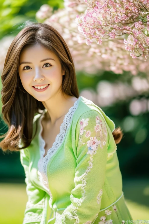 (((perfect ???????))),((Ulzan 6500)),highest quality,very detailed,masterpiece,Super detailed,Pose by crouching down with your knees together and arms close together in front of a plum blossom in full bloom.,Angle from a low front position where a glimpse of underwear is dazzling,超High resolution,(realistic:1.4,8k),Posing with your chin pulled in in a park where plum blossoms are in full bloom under the dazzling morning sun.,A 20-year-old woman who looks beautiful just by squatting,The slim, muscular, big hips are irresistible.,((The perfect size green knitted V-neck long sleeve miniskirt dress is the best match.)),The most adorable smile with raised eyebrows and corners of the mouth,Proud chestnut short bob,High nose and deep chiseled face,Elegant appearance,dynamic full body portrait,magic lighting,Bright colors,Melting deep depth of field background using Hasselblad,(highest quality,4k,8k,High resolution,masterpiece:1.2),(realistic,realistic:1.37),
