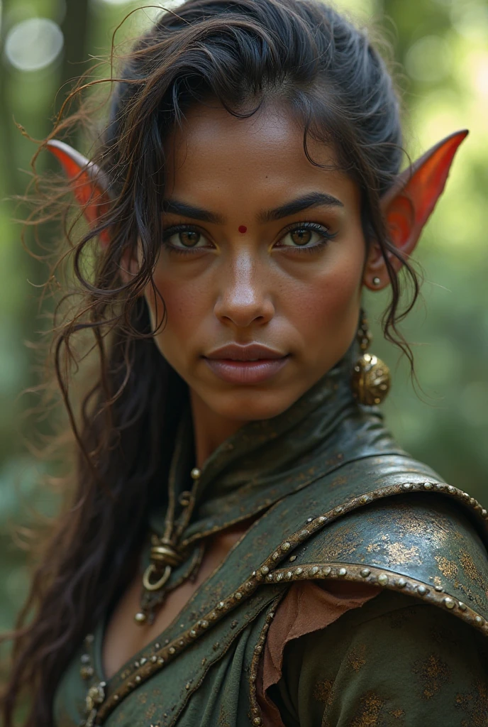 raw full body photo of a young (Goblin:1.4) shaman woman, 19 years old, candid shot, (green tinted skin:1.3), (pointed ears), (protruding pointed teeth), (warts), (gold eyes), wearing (fur armor:1.2) and intricately detailed tribal garb, ugly yet strangely sexy, (evil:1.5), narrow hips, slim petite body, (full bosom:1.3), fit body, perfect hands, real skin, textured skin, intricately detailed eyes, wet hair, high contrast, (subsurface scattering:0.9), (depth of field:1.2), outdoors, rain, overcast, foggy, carrying a shaman staff