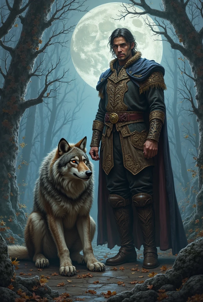 Fairy tale Ivan Tsarevich and the gray wolf, Disney art, artstation, super detailed, Full frame, Difficult, digital painting, cinematic 4D rendering, rich 3D rendering, natural environment, 8k, hd, high resolution, detailed, ultra-high resolution, high resolution, detail, masterpiece, premium photography, depth of field, hdr, chromatic aberration, photorealism, very detailed, art trend, cgsociety trend, intricate, midjourney v5