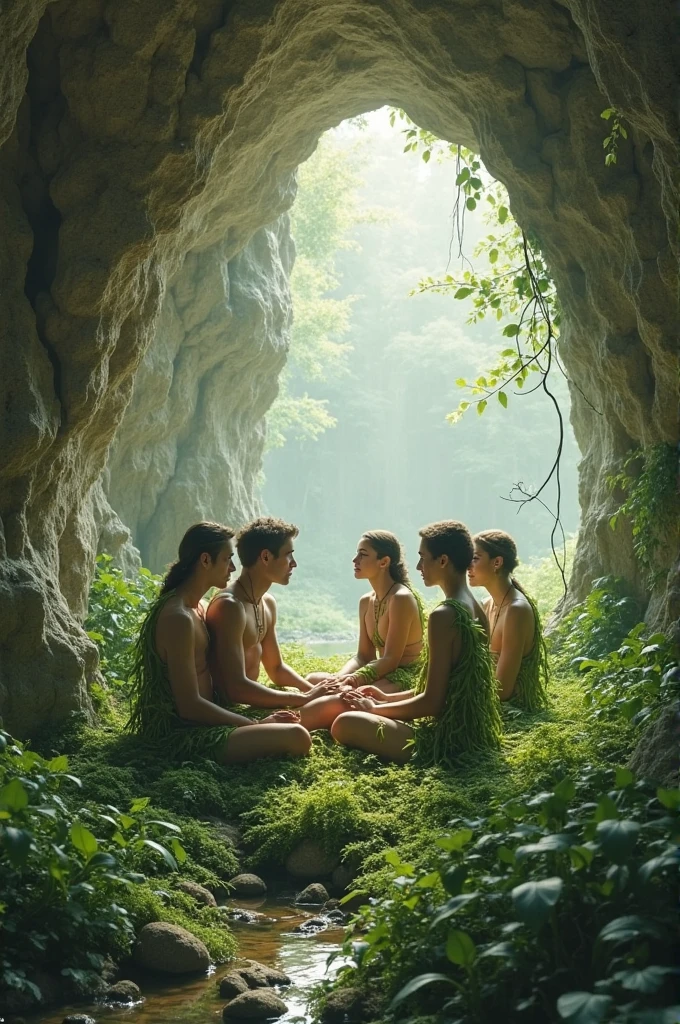 In the heart of an enchanted forest, a scene of divine creation unfolds with Adam and Eve. themselves in this wondrous portrayal of origin and purity. Photorealistic, 8k quality, premium photo, cinematography