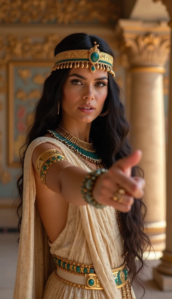 Create a wallpaper of Cleopatra holding a key 