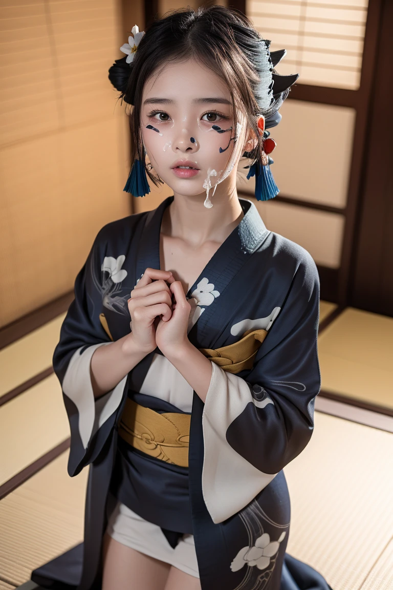 Menino japones com lanterna azul