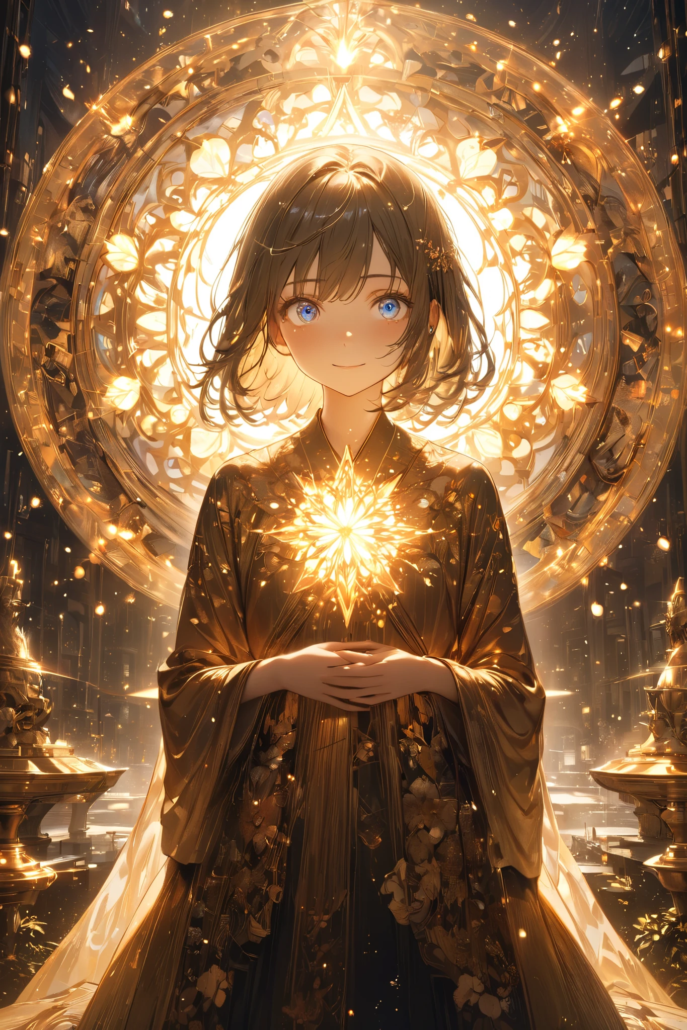 (masterpiece, Highest quality:1.2), one girl, alone、RAW photo, High Resolution, very well detailed, complicated details, 8k,smiles, have twinkling eyes, odd-eye,