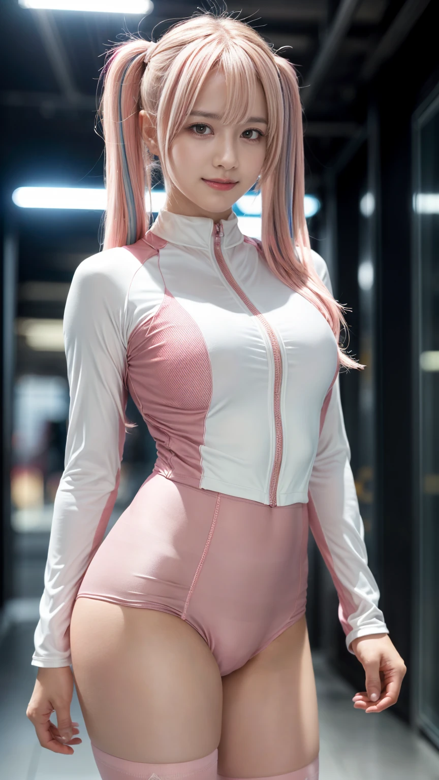 (8K, top-quality, masterpiece:1,2), (reallistic, Photorealsitic:1.37), Super Detail, One girl,), (Highly detailed), (beautifully detailed eyes), (of the highest quality), (super detailed ), (masterpiece), (Detailed face),20yr old, ,1 girl, full body, pink hair,Very short hair, medium breasts, clothed:1.5, Perfect Lighting, pussy and breast focus, looking at viewer, aroused face, naughty face, Track and field, (standing, full body: 1.2), (long gloves up to elbows, white gloves), clear sky, ((heroine costume, heroine costume, very tight heroine costume, long pants, long white and pink boots、sentai heroine pink))