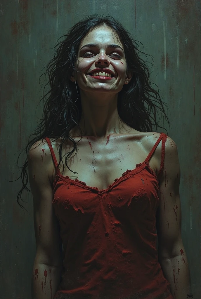 Guardian,brown eyes,red lips,pale skin,long brown hair,
nude,teeth,blood on face,toned,all fours,
upper body,solo,smile,in the shadows,
night,empty theater,
(insanely detailed, beautiful detailed face, masterpiece, best quality),<lora:Guardian-10TEW2v2:0.8>,solo,