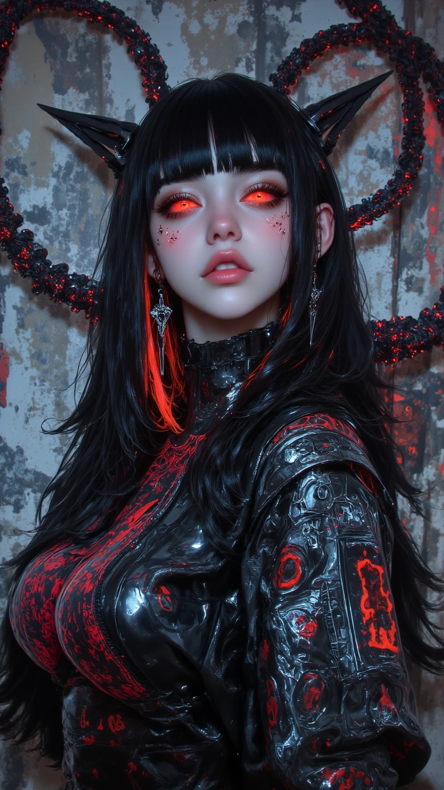 shout the name "demongirls" in black and red 3d font