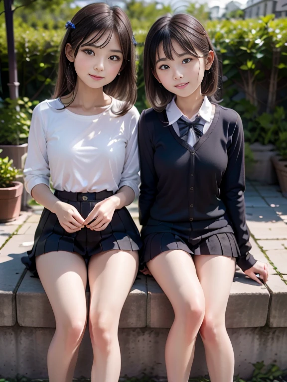 A very beautiful 21-year-old mother and her very cute 10-year-old daughter are having a fun walk in the park、Tank top、mini skirt、Long Hair、Slim body、Thin legs、Beautiful body、high resolution、8K、(smile)