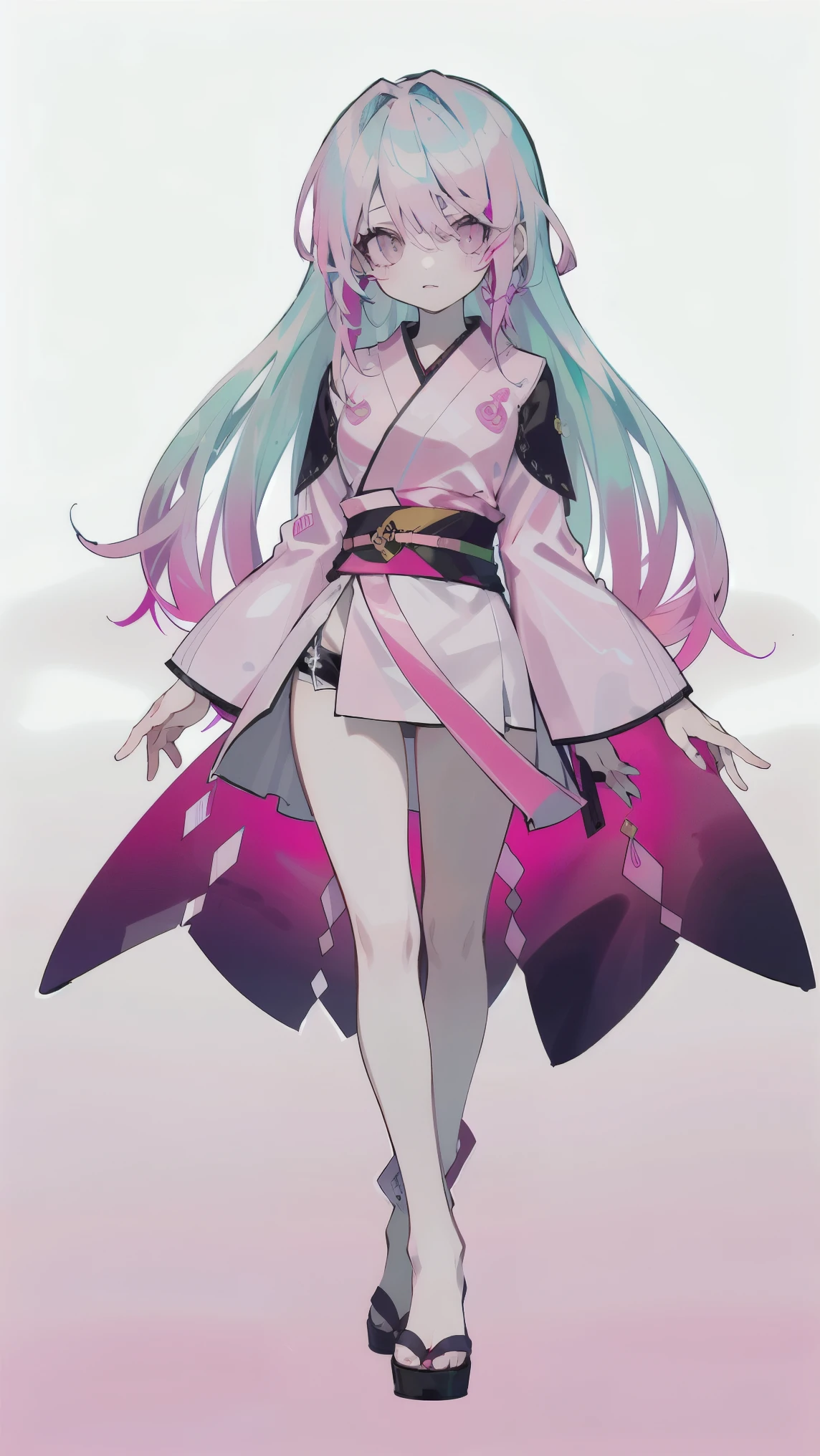 Masterpiece, perfect face, ultra high-quality, highest quality, one girl, small girl character, very long hair, female, anime-style girl, (((pink hair:1.8))), ((soft pink hair:1.5)), ((pastel pink hair:1.3)), gray eyes, bangs, yamikawaii, white lace shirt, silver-embroidered white robe, pure white skin, delicate lace, original character, intricate design, unique design, amulet, sacred image, droopy eyes, long eyelashes, handsome woman, skinny, slightly starving, full-body drawing, commission, potential adoption, white outfit, full-body, background, cute, wearing shorts, wearing a coat, all white outfit, anime girl character, white background, full-body, all decorations are white or silver, loose frilled white shirt, gray eyes, slender hands, skeleton, pure white outfit, unnatural pale skin, pure white skin, white skin color, Japanese style, Japan, shorts, wearing loose shorts, beautiful girl, sacred, (((pink hair:1.8))), ((pastel pink hair:1.5)), (((soft pink locks:1.3))).white background