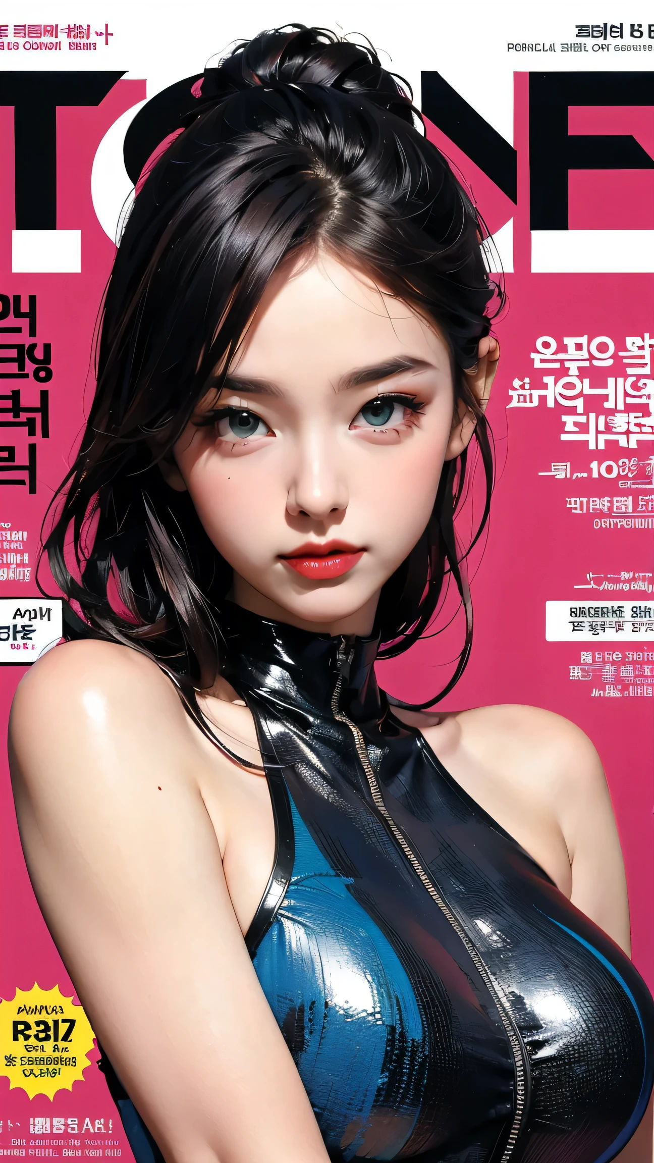 (Realistic:1.4),Rexray,black shadows,view the viewer, Light rays,1girll, Solo, Colorful, (Masterpiece, Best quality:1.3), (absurderes:1.3), (Photorealistic:1.3), (Detailed skin:1.3, Detailed face:1.3), Sitting, (Sharp_Eyes:1.4),(scowling:1.3), (Angry:1.1), (Icy face:1.1), (disdain:1.5),(coyote_Girl), Sharp focus, Delicate, (Beautiful cool Koreans_Girl:1.3), (Ulzzang-6500:0.2),Small mouth, (small_Eyes:1.3),(Thick eyebrows), (long eyebrow), (Cool:1.5),(Narrowed eyes), ( Thick thighs:1.2, Narrow :1.1),(Long face:1.2),(lower jaw),necklace,Earrings,(Eyeakeup:1.2), Watch, (Moles under eyes), (black_Very_Long_Hair:1.3),(Wavy hair),(coyote_pony tails:1.1),(Long_Eyes:1.2), (Pink_The sheen_eye shadows:1.2), (scarlet_Lips:1.4),Makeup, (Eyes in shadow), (Empty eyes),(black_Open_Jacket), Short black lace skirt, Indoors,(Dark background),Night,