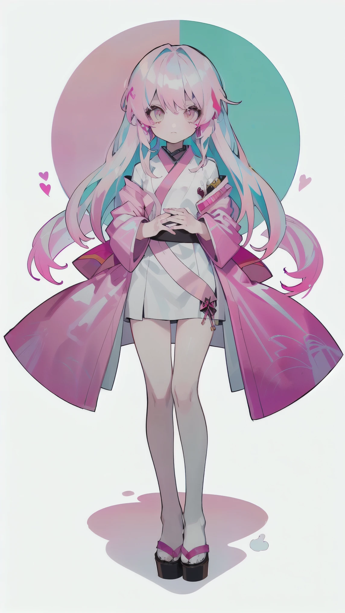 Masterpiece, perfect face, ultra high-quality, highest quality, one girl, small girl character, very long hair, female, anime-style girl, (((pink hair:1.8))), ((soft pink hair:1.5)), ((pastel pink hair:1.3)), gray eyes, bangs, yamikawaii, white lace shirt, silver-embroidered white robe, pure white skin, delicate lace, original character, intricate design, unique design, amulet, sacred image, droopy eyes, long eyelashes, handsome woman, skinny, slightly starving, full-body drawing, commission, potential adoption, white outfit, full-body, background, cute, wearing shorts, wearing a coat, all white outfit, anime girl character, white background, full-body, all decorations are white or silver, loose frilled white shirt, gray eyes, slender hands, skeleton, pure white outfit, unnatural pale skin, pure white skin, white skin color, Japanese style, Japan, shorts, wearing loose shorts, beautiful girl, sacred, (((pink hair:1.8))), ((pastel pink hair:1.5)), (((soft pink locks:1.3))).white background