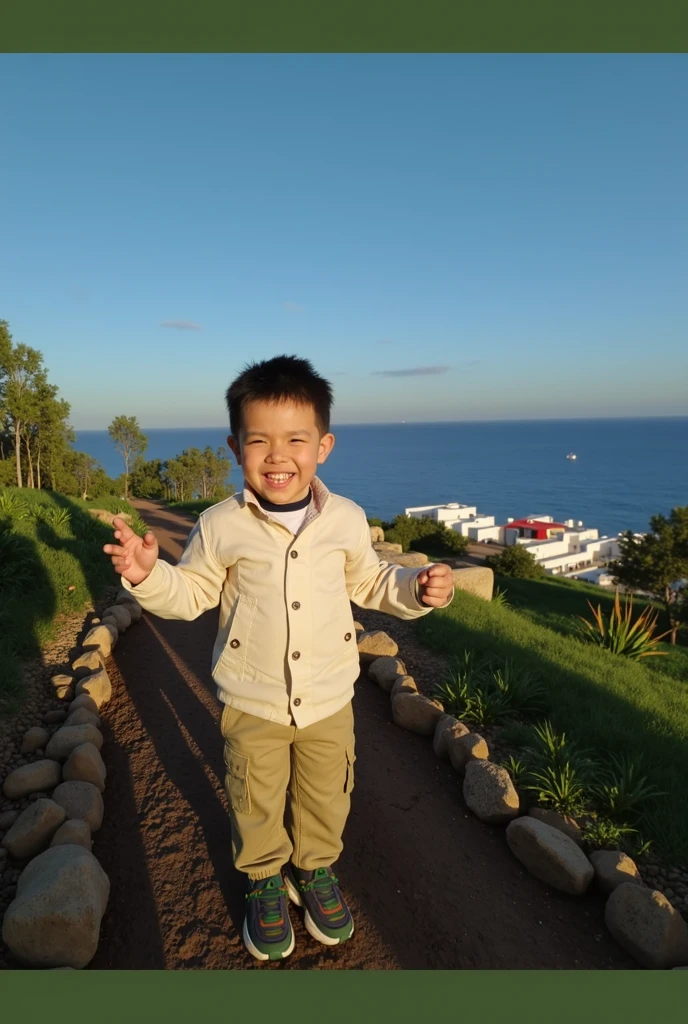 arafed sitting on the ground in front of a body of water, river in front of him, caio santos, with a park in the background, portrait mode photo, looking happy, by Samuel Silva, at the park, park in background, icaro carvalho, by Emerson Silva, having a great time, by Nándor Katona