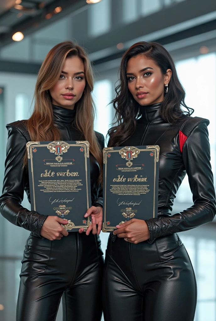 ultra realistic, photography, two women: one with long straight red hair, (30 years old, hourglass figure, perfect body), the other one: long black straight hair, (30 years old, hourglass figure, perfect fit body), Long eye lashes, seductive eyes, Award Winning Glamour Photograph extremely detailed award winning glamour photograph, front lit, HDR, they are dressed like a FBI Agents, under their trenchcoats their shirt is buttoned up, they have a badge on their trenchcoats, they are wearing elegant pants and high heels, they are at a homicide scene in an apartment, they are investigating the area, one of them is holding up a FBI Special Agent badge
