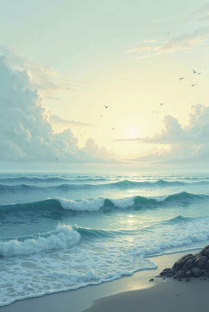 Halo，​​clouds，setting sun，seagulls，sea level，afloat，eventide