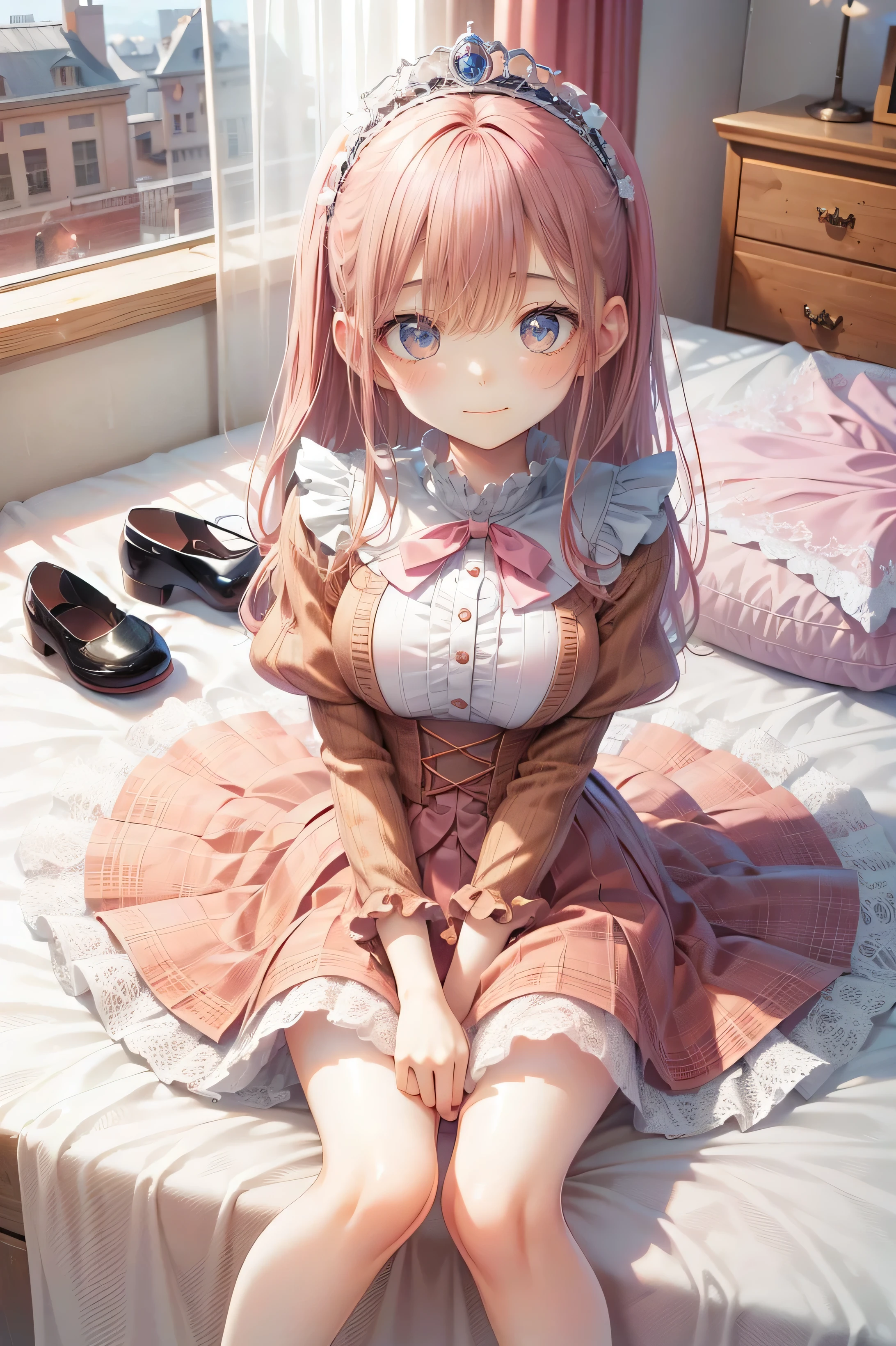 (Highest quality,4K,High Resolution,masterpiece:1.2),very well detailed,realistic:1.37,,、(( pink dress )), ultra-realistic photo of a girl in a stately light pink and gold ballroom dress, Big beautiful dress, full of ruffles and rhinestones、intricate and voluminous ball gown (Highest quality, table top, art station, fantasy art :1.2), Beautiful cute girl, (Long Blonde Curly:1.1), (Exquisite gold short skirt, full body shot )、 anime style、story、、beautiful girl、Very cute angel、 pink gothic dress 、cute、、smile、I love long skirts、,Black Long Boots、Highest quality, masterpiece, 最High Resolution, artwork, super それにGet used to it, many Get used to it, Get used to it, それにGet used to it, woman, ,((pink victorian luxury ball gown)),Long Dress, dresses with lots of ruffles and bows .. with a tiara on her head ,luxury,1 person, Pink Brown Hair ,pink eyes、Pink World,( Girl in Pink Princess Skirt ),pink hair,pink bedroom layout,pink bed, Pink Mosquito Net ,Pink furniture, Hardcore BDSM Style ,([ " tangled , Mandala, Tangle, enTangle:0.6),(Make art), most beautiful chaotic shape ,Beast Design, behind, pink high heels,perfect hands,
high detail, HD Model, very detailed, ,