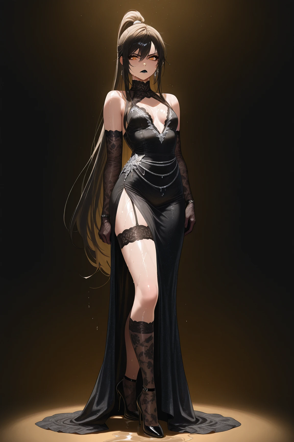 Masters of Animation, A perfect masterpiece, On a snow-white background、Cool Outfits, Sexy and modern clothing、Sexy mature modern woman standing, Flowing silver hair, Twin tails,Full Body Stand Posture, Thin legs, Large Breasts, Detailed facial details, Natural and beautiful standing posture, Crisp and realistic body detail,(Browsing Caution:0.5)