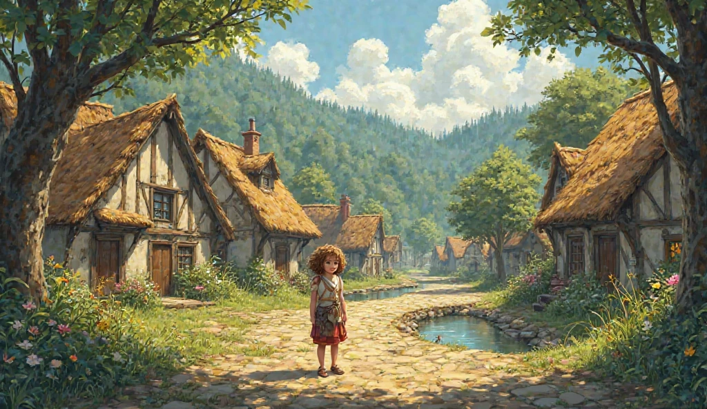 (best quality,highres,ultra-detailed:1.2),(realistic:1.37),(children:1.1),(smiling:1.1),(vibrant neighborhood),(outdoor scene),(sunny day),(playful atmosphere),(friendly interaction),(joy and happiness),(colorful clothes),(expressive faces),(lively environment),(active kids),(childhood memories),(village setting),(authentic scenery),(crumbling walls),(cobblestone streets),(lush greenery),(old buildings),(cute poses),(curiosity and exploration),(local community),(cheerful laughter),(safety and innocence),(freedom to play)
