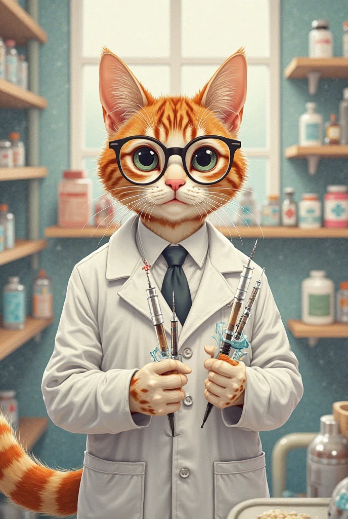 Doctor catgirl in latex leggings