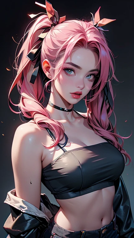 (NSFW), Divinity, (Smoke effect around his head, beaucoup de vapeur effect) tatouage, maquillage, Paysage de nuit qui passe, Une belle fille avec, UHD Portrait, (High quality) (ultra details) Regarder le spectateur en tenue de ville de style hip-hop; different, colourfull, cheveux de plusieurscouleurs longs 🌈