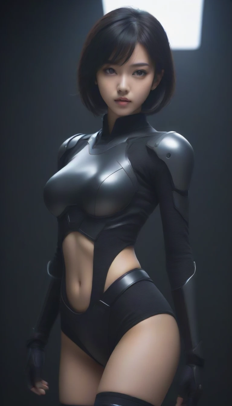 8K, Ultra-high resolution, best quality, masterpiece, 三分割法によるphoto,Surrealism, photo, 1 girl, (:1.3), pretty girl, Cute face, Beautiful eyes in every detail, 細かくdetailedに,masterpiece,A girl:1.2, Japanese female announcer,whole body,from above,furious,Black Hair,Bob with Bangs,Cyber City in the Science Fiction World,((Piloting a combat machine)), (((Future combat uniform))), Shiny Clothing, Skinny、(Super high leg cut),Girl alone,Beautiful leg line beauty,Realistic skin, 完美beauty的脸庞 ,完璧でCute face, Attention to skin details, Perfect limbs、Willow Waist、Thin legs),Looking at the audience、beauty,Long Neck、(((Ideal body shape))),A cup small breasts :2,image:2,Perfect anatomical structure,鮮明なdetailed,detailed,Surrealism,Light and Shadow,dark