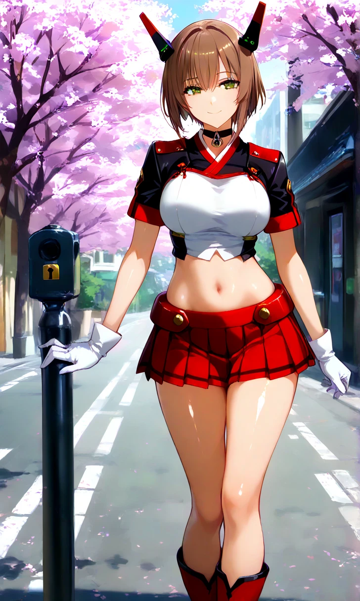 masterpiece, best quality, solo, 1girl, azula, closed mouth, smirk, makeup, décolleté, (white shirt, miniskirt, panties), wide hips, standing, legs apart, lipstick, looking at the viewer, school background, erotica, gyaru, schoolgirl-whore, corrupt, tattoo on jiaote