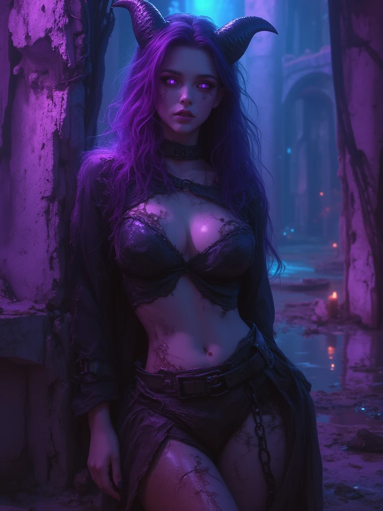 23 years old,cute boy, young man,blue skin, black With purple highlights hair, red eyes,Perfect face, androgynous, Hermaphrodite, intersex,With feminine features, and delicate body, fantasy Witch Boy Salem, Modern witch aufit,Silent Hill, Wearing clothes from 1693. The robe is two-piece,FemBoy, Gothic style sexy, Gothic style, Arriving in New York from a portal.