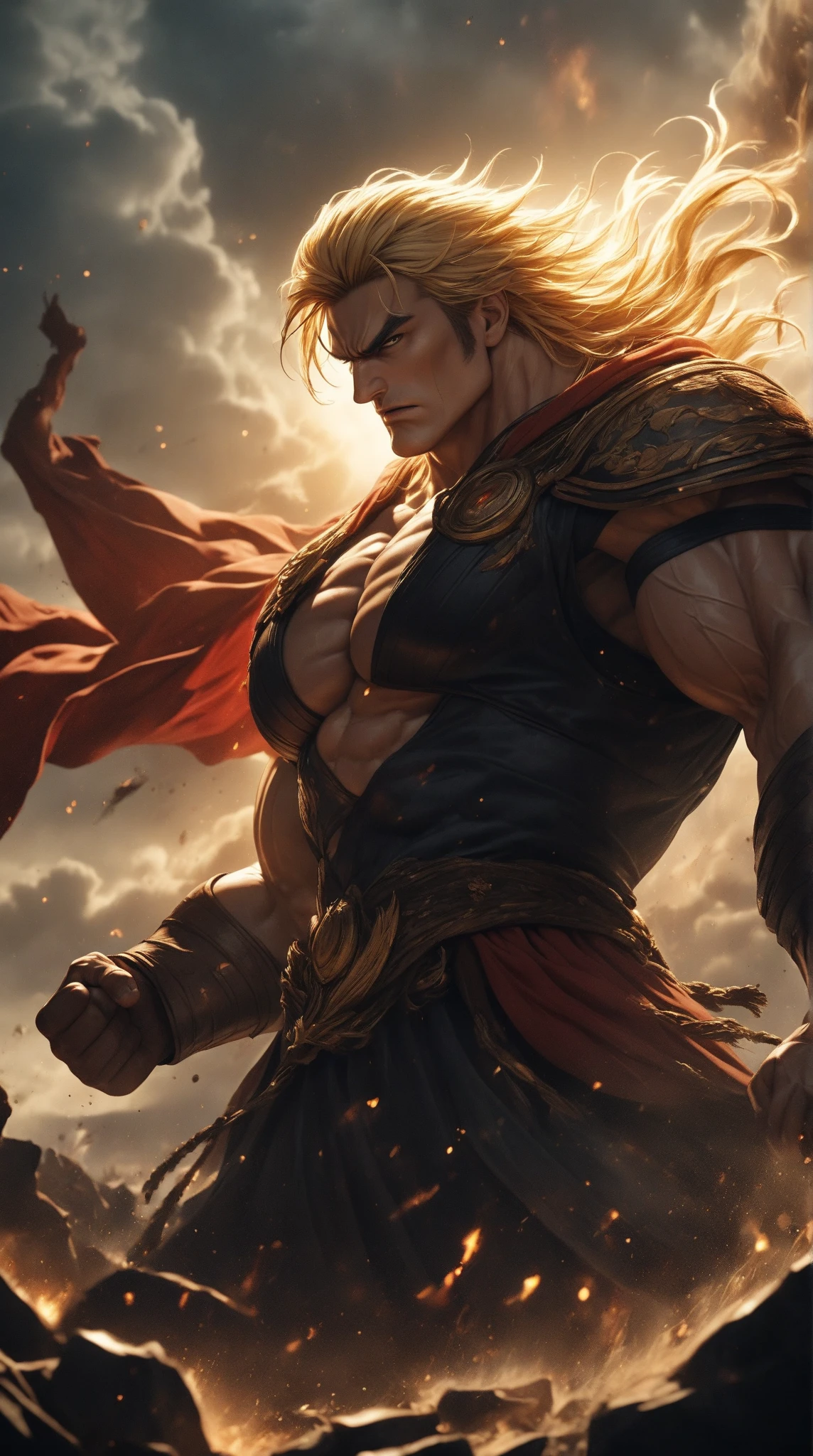 muscular man with horns