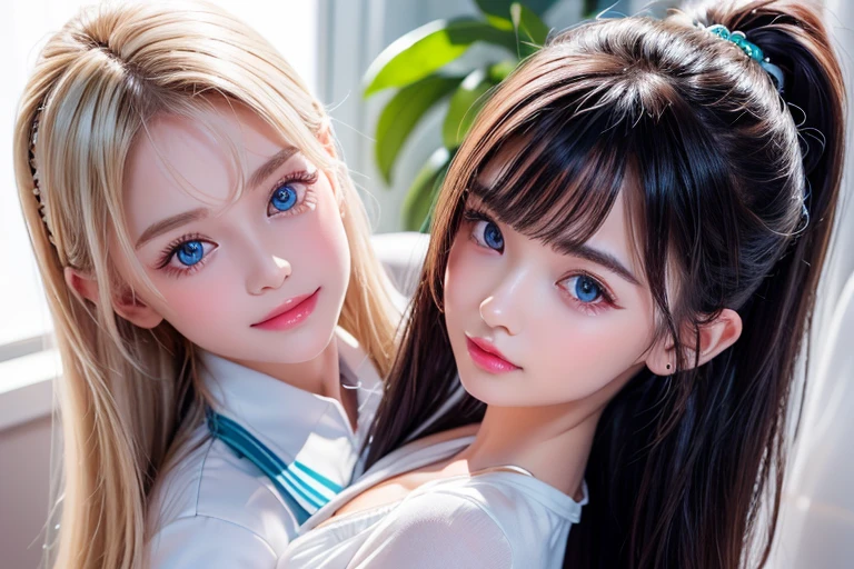 (hyperrealistisch), (Illustration), (hight resolution), (8K), (extrem detailliert), (beste Illustration), (beautiful detailed eyes), (best qulaity), (super detailliert), (Meisterwerk), (Tapete), (detailliertes Gesicht), three young girls in leotards