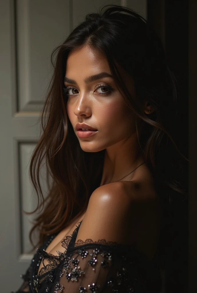 NFSW garota latina americana, 25 anos, cabelo castanho, (garota bonita: 1.3) (cabelo: 1.3) ((Lingerie 1.5)), Textura Facial e de Pele Altamente Detalhadas, (Pose)), (Sedutor)) melhor qualidade, 4k, Canon, a noite, (fotorrealista:1.4), Foto RAW,(authentic skin texture:1.3) ,belos olhos e rosto detalhados, olhos castanhos,((pelos marrons:1.2)) ((corpo inteiro:1.3)) ((cabelos longos:1.2)) ((deitado:1.3)) Realistic, fotografia, real, natural